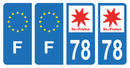 Stickers plaque d'immatriculation de voiture département 78-2