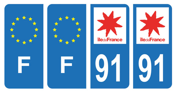 Stickers plaque d'immatriculation de voiture département 91