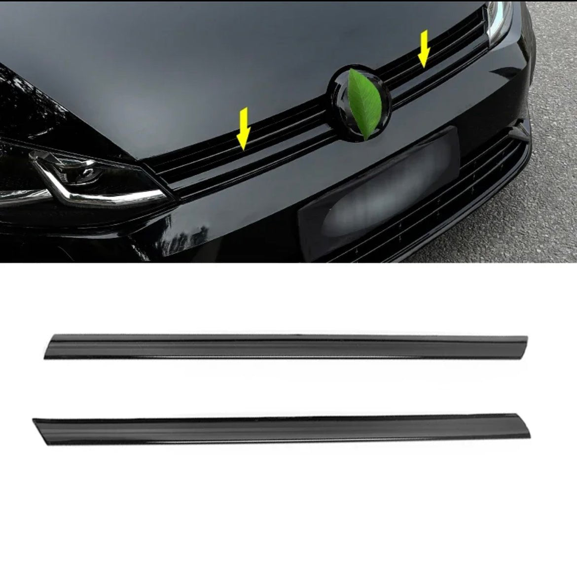 Support de logo Volkswagen Golf 7 + baguettes de calandre noires