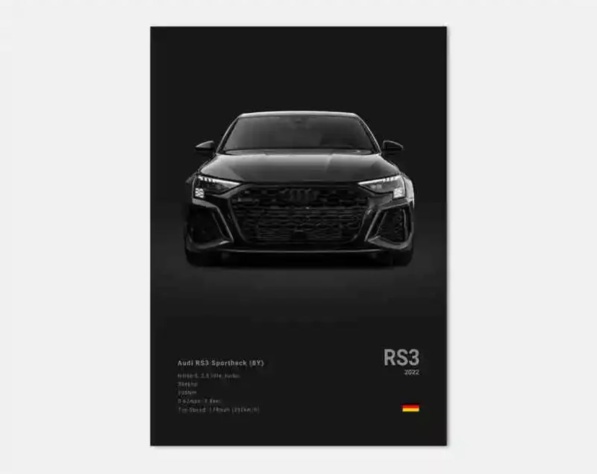 Buy black Audi RS3 poster