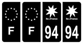 Stickers plaque d'immatriculation de voiture département 94
