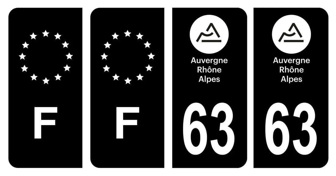 Stickers plaque d'immatriculation de voiture département 63