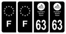 Stickers plaque d'immatriculation de voiture département 63-1