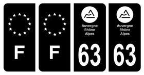 Stickers plaque d'immatriculation de voiture département 63
