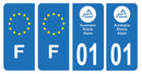 Stickers plaque d'immatriculation de voiture département 01-2
