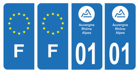 Stickers plaque d'immatriculation de voiture département 01 - 0