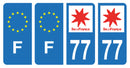 Stickers plaque d'immatriculation de voiture département 77-2
