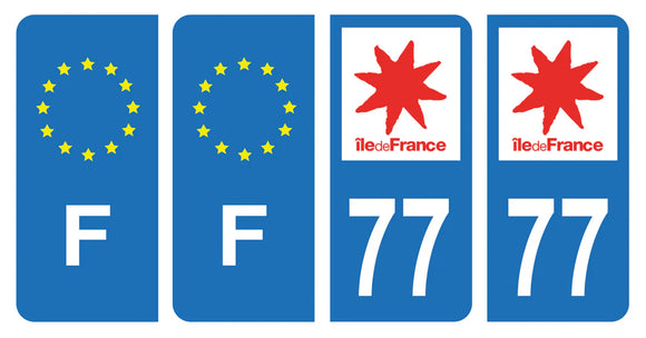 Stickers plaque d'immatriculation de voiture département 77