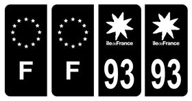 Stickers plaque d'immatriculation de voiture département 93