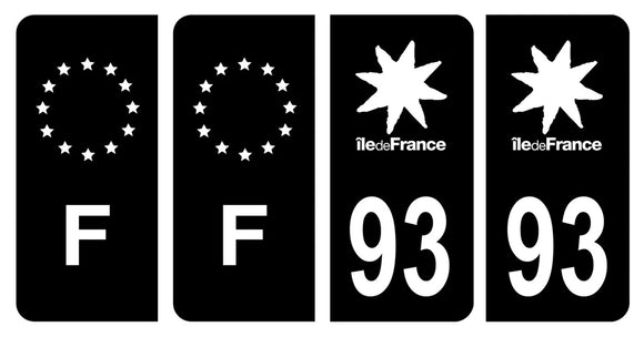Stickers plaque d'immatriculation de voiture département 93