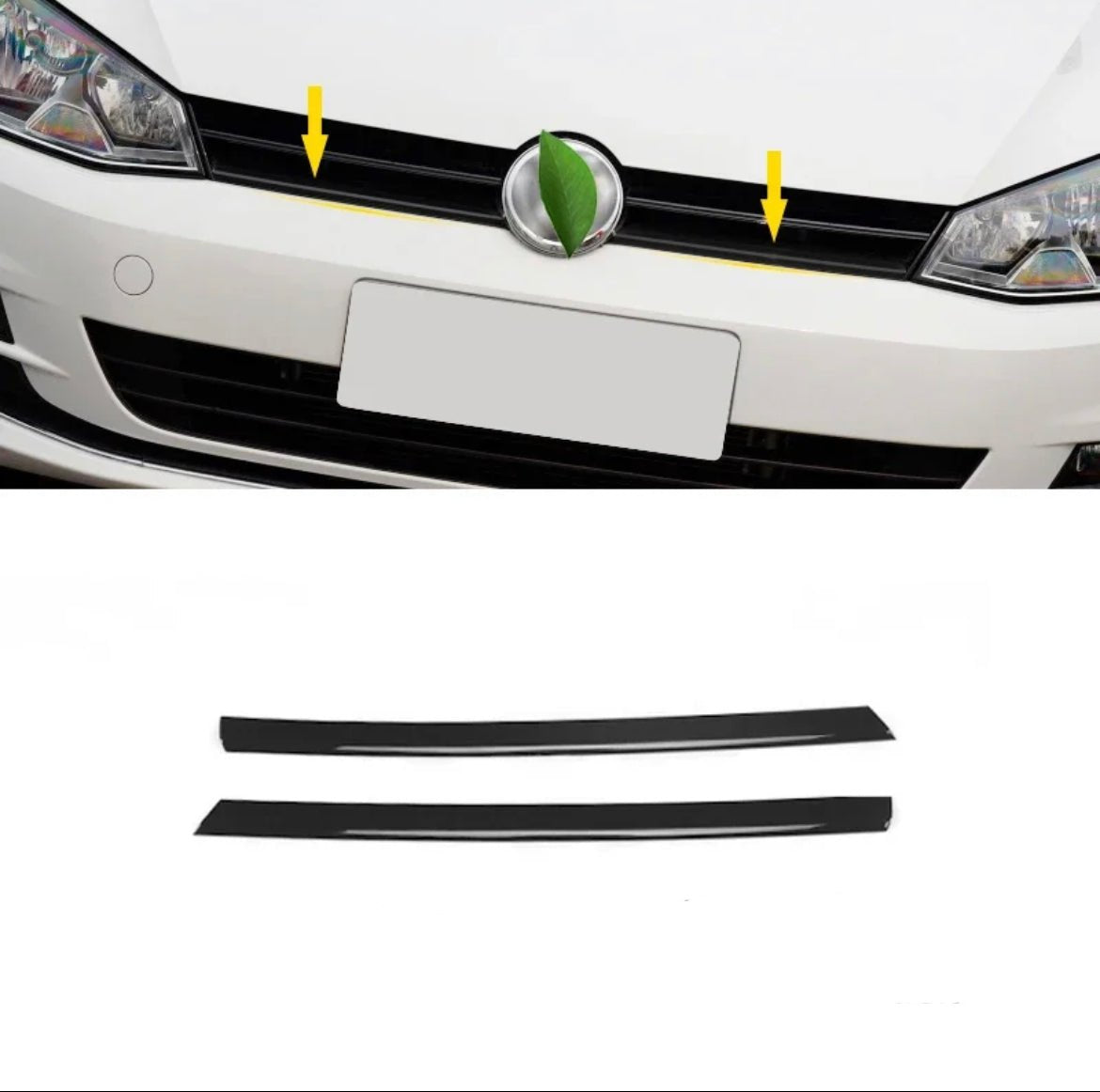 Support de logo Volkswagen Golf 7 + baguettes de calandre noires