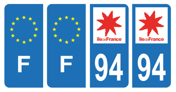 Stickers plaque d'immatriculation de voiture département 94