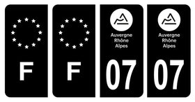 Stickers plaque d'immatriculation de voiture département 07
