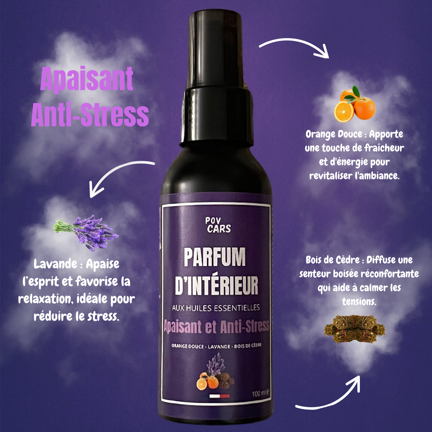 Povcars - Parfum d'intérieur - Apaisant et Anti-Stress - 0