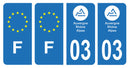 Stickers plaque d'immatriculation de voiture département 03-2