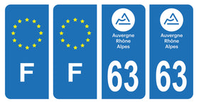 Stickers plaque d'immatriculation de voiture département 63 - 0