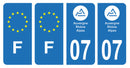 Stickers plaque d'immatriculation de voiture département 07-2