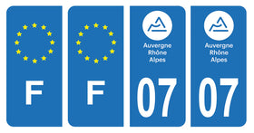 Stickers plaque d'immatriculation de voiture département 07 - 0