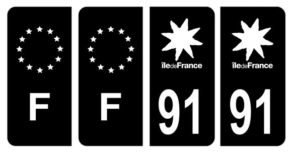 Stickers plaque d'immatriculation de voiture département 91