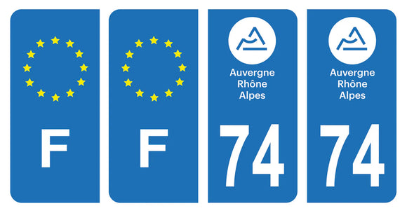 Stickers plaque d'immatriculation de voiture département 74