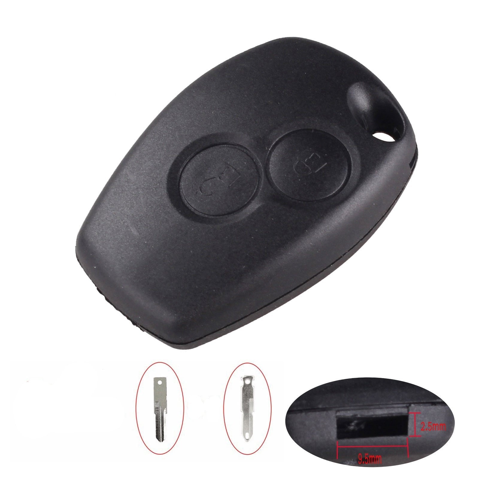Coque Clé Renault En Silicone TPU - Lot De 2 + Porte-Clés - Compatible Clio, Megane, Captur, Dacia... - 4 Boutons - Noir - 2
