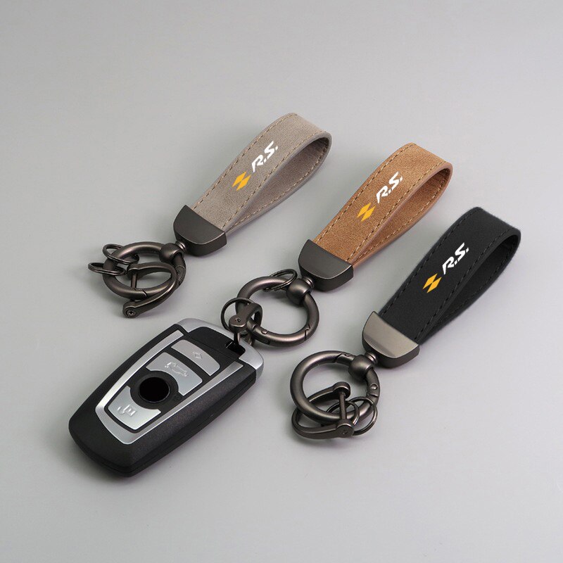 Suede Keychain Sport Key Ring Custom Gift With Logo For Renault RS Line Clio Megane Scenic laguna Logan key ring Car Accessorie - Povcars