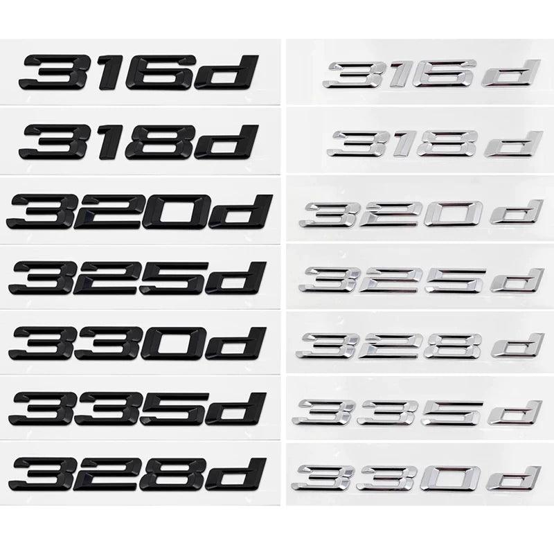 Emblèmes de lettres et chiffres en 3D pour BMW Serie 3 Diesel - Povcars