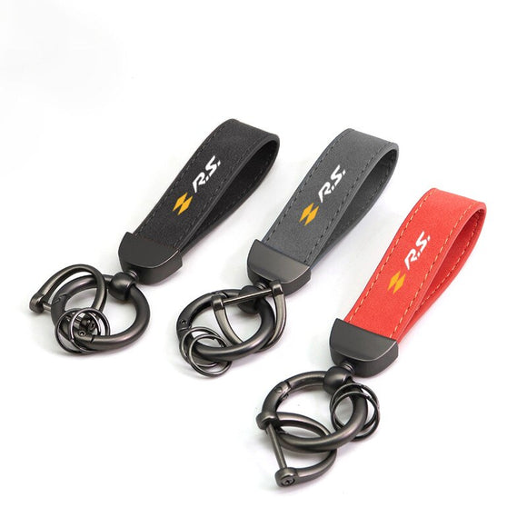 Suede Keychain Sport Key Ring Custom Gift With Logo For Renault RS Line Clio Megane Scenic laguna Logan key ring Car Accessorie - Povcars