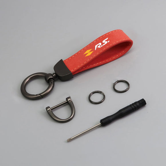 Suede Keychain Sport Key Ring Custom Gift With Logo For Renault RS Line Clio Megane Scenic laguna Logan key ring Car Accessorie - Povcars