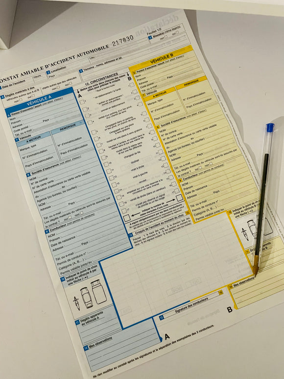 (OFFERT) Constat amiable d’accident vierge - Povcars